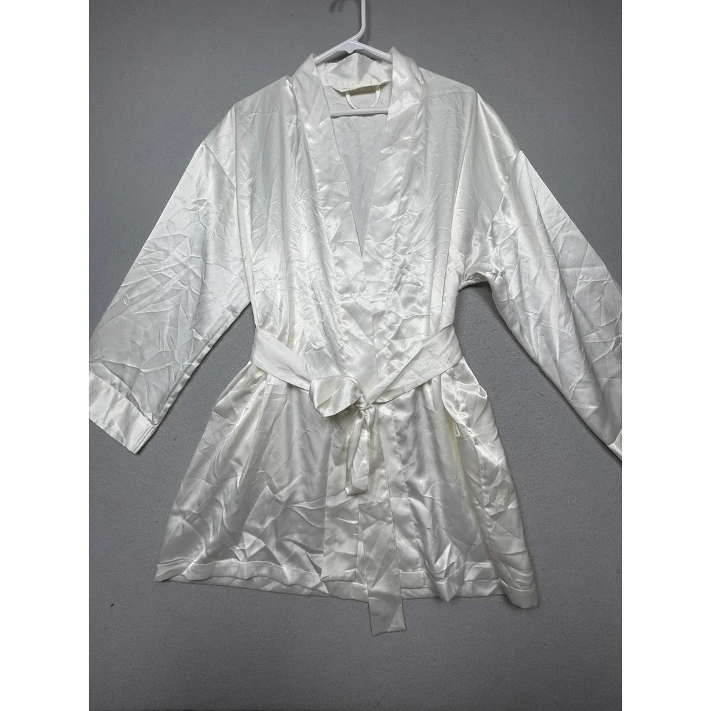 Victoria's Secret Robe Satin White Womens S/M